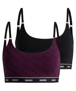 Hugo Boss Underwear, Pajamas, and Socks-Two-pack of stretch-cotton bralettes with logo underbands-hugo by hugo boss