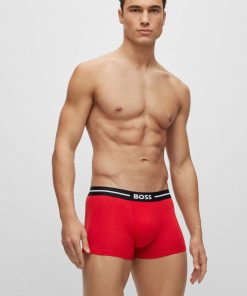 Hugo Boss Underwear-Three-pack of stretch-cotton trunks with logo waistbands-hugoboss 2