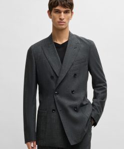 Hugo Boss Suits-Slim-fit suit in patterned wool, linen and stretch-boss outlet 2