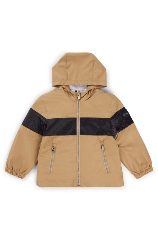 Hugo Boss-Kids' water-repellent hooded windbreaker with monogram detailing-hugo boss outlet - Image 2