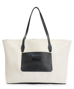 Hugo Boss Bags-NAOMI x BOSS leather-trimmed shopper bag with detachable pouch-boss store