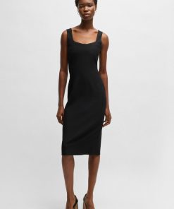 Hugo Boss Dresses-Bodycon midi-length dress in stretch material-hugo boss store near me 2