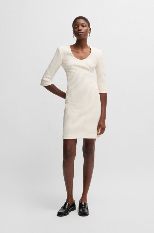 Hugo Boss Dresses-Bodycon dress in ottoman cotton-hugo boss sale - Image 2