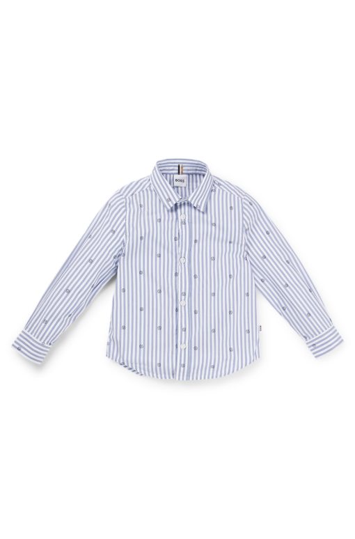 Hugo Boss-Kids' regular-fit cotton shirt with Double B monograms-hugo boss outlet