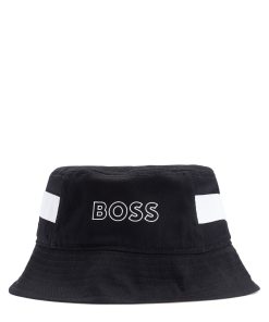 Hugo Boss-Kids’ bucket hat in cotton twill with logo print-boss outlet