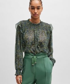 Hugo Boss Blouses-Regular-fit blouse in printed crepe Georgette-hugo