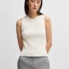 Hugo Boss Tops-Sleeveless jersey top with V neckline and plissé pleats-boss near me 4