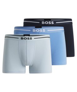 Hugo Boss Underwear-Three-pack of stretch-cotton trunks with logo waistbands-hugo boss outlet