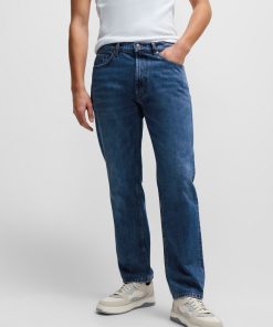 Hugo Boss Pants-Regular-fit jeans in blue rigid denim-boss near me