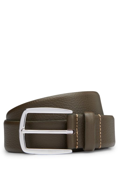 Hugo Boss Belts-Leather belt with contrast stitch detailing-hugo boss near me