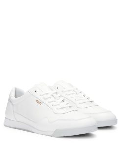 Hugo Boss Sneakers-Faux-leather trainers with gold-tone branding-boss near me