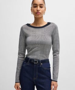 Hugo Boss Sweaters and Cardigans-Wide-neck sweater in stretch jacquard-hugo boss sale