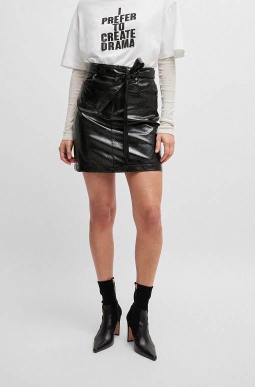 Hugo Boss Skirts-Belted mini skirt in faux leather-hugoboss