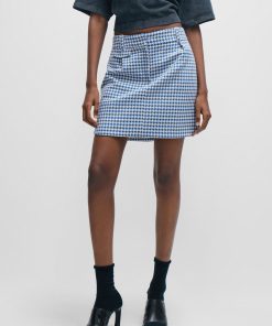 Hugo Boss Skirts-Houndstooth mini skirt in a cotton blend-boss store