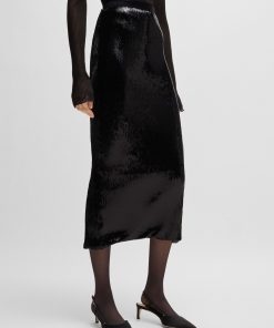 Hugo Boss Skirts-Relaxed-fit maxi skirt with sequin embellishments-hugo boss outlet