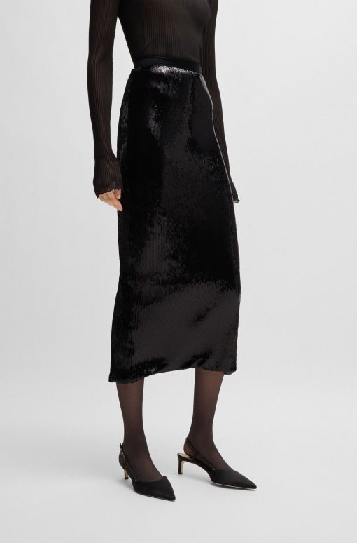 Hugo Boss Skirts-Relaxed-fit maxi skirt with sequin embellishments-hugo boss outlet