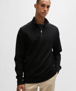 Hugo Boss Tracksuits-Mercerized-cotton regular-fit sweatshirt with logo patch-hugo boss near me