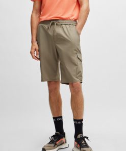 Hugo Boss-Tapered-fit shorts in easy-iron quick-dry poplin-boss hugo