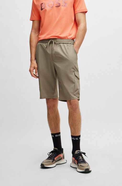 Hugo Boss-Tapered-fit shorts in easy-iron quick-dry poplin-boss hugo