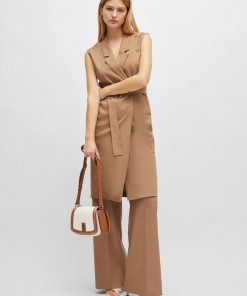 Hugo Boss Dresses-Belted wrap dress in a linen blend-boss store 2