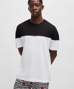 Hugo Boss Underwear-Stretch-cotton pajama T-shirt with color-blocking-boss near me