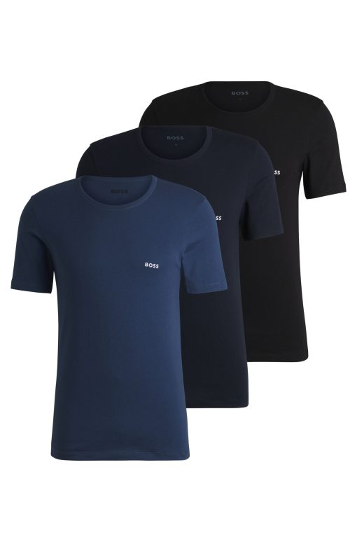 Hugo Boss-Three-pack of cotton underwear T-shirts with logo embroidery-hugo boss near me