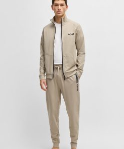 Hugo Boss Sweatshirts and Jogging Pants-Drawcord tracksuit bottoms in cotton terry with logo print-hugo boss near me 2