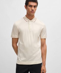 Hugo Boss Polo Shirts-Porsche x BOSS striped cotton-jacquard polo shirt with tipped collar-hugo boss near me