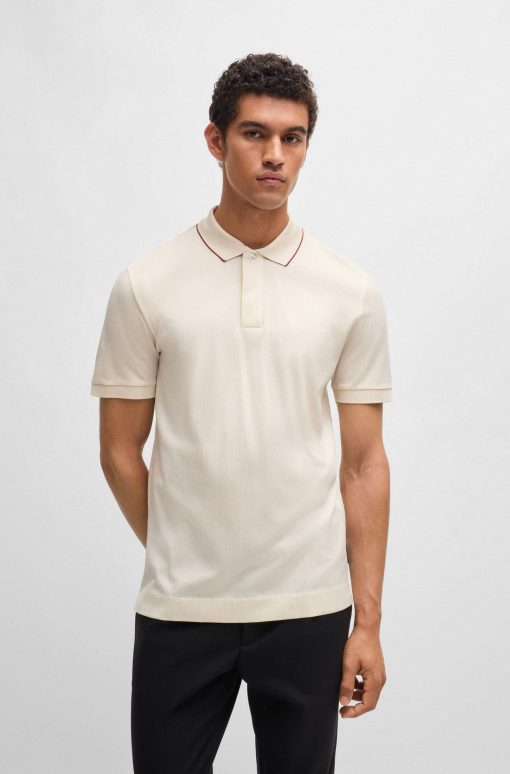 Hugo Boss Polo Shirts-Porsche x BOSS striped cotton-jacquard polo shirt with tipped collar-hugo boss near me