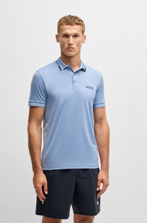 Hugo Boss Polo Shirts-Slim-fit polo shirt with contrast logos-hugo boss near me