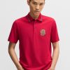 Hugo Boss Polo Shirts-Stretch-cotton slim-fit polo shirt with printed logo-hugo boss store 3