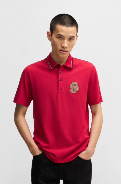 Hugo Boss Polo Shirts-BOSS x Creation of the Gods mercerised-cotton polo shirt-boss store