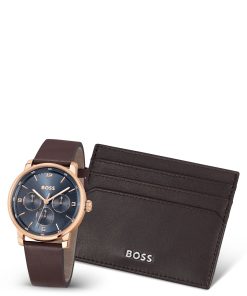 Hugo Boss Watches-Blue-dial watch and card holder gift set-hugo by hugo boss