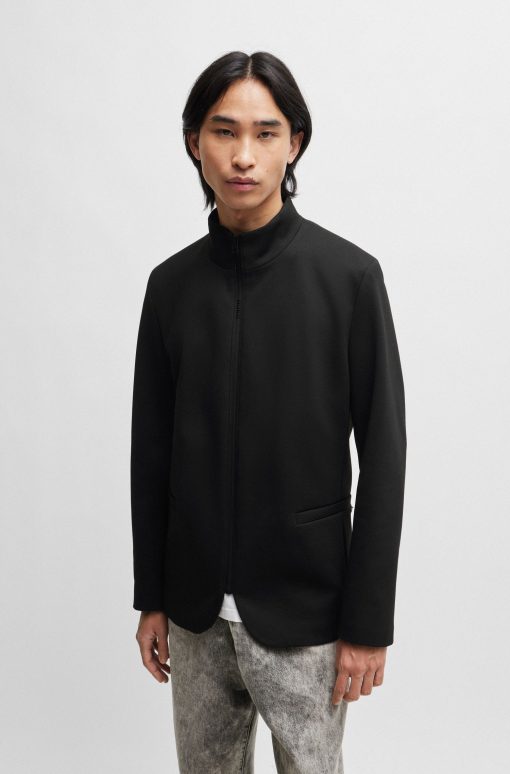 Hugo Boss-Extra-slim-fit zip-up jacket in stretch jersey-boss near me