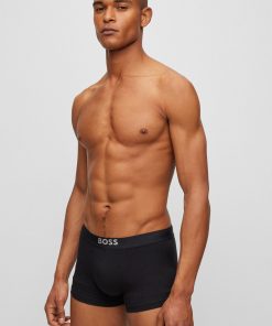 Hugo Boss Underwear-Two-pack of stretch-cotton trunks with metallic branding-boss near me 2