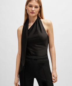 Hugo Boss Blouses-One-shoulder blouse with fringed scarf detail-boss outlet