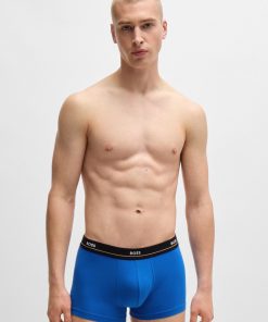 Hugo Boss Underwear-Five-pack of stretch-cotton trunks with logo waistbands-hugo boss store near me 2