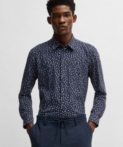 Hugo Boss-Slim-fit shirt in printed performance-stretch fabric-hugo boss sale