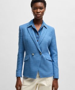 Hugo Boss Tailored Jackets-Slim-fit blazer in tweed-hugo boss store