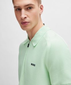 Hugo Boss Sweaters and Cardigans-Short-sleeved zip-neck polo sweater with logo detail-boss outlet 2