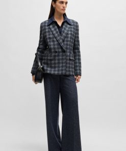 Hugo Boss Tailored Jackets-Relaxed-fit double-breasted jacket in checked tweed-boss near me 2