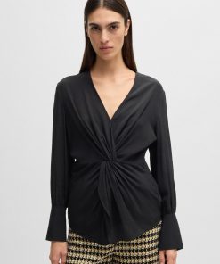 Hugo Boss Blouses-Regular-fit blouse in silk with twist front-hugo