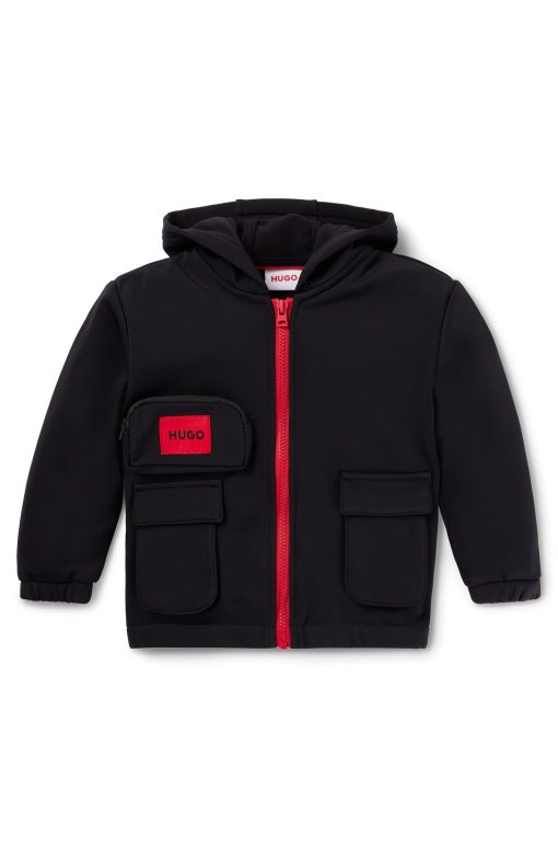 Hugo Boss-Kids' zip-up hoodie with red logo label-boss outlet