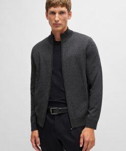 Hugo Boss Sweaters and Cardigans-Zip-up cardigan in wool-hugo boss outlet