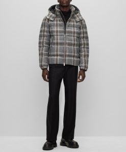 Hugo Boss Jackets and Coats-Down jacket with checked pattern-hugo boss store 2