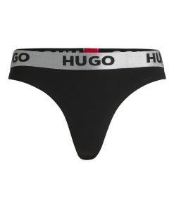 Hugo Boss Underwear, Pajamas, and Socks-Stretch-cotton thong briefs with logo waistband-boss outlet