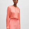 Hugo Boss Blouses-NAOMI x BOSS longline cotton blouse with crinkle-free effect-hugo by hugo boss 3