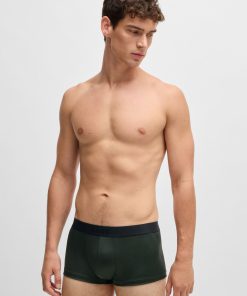 Hugo Boss Underwear-Shiny-piqué regular-rise trunks with logo waistband-hugo boss near me 2