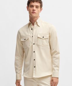 Hugo Boss Shirts-BOSS x ASTON MARTIN relaxed-fit overshirt in stretch cotton-boss store near me