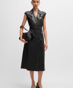 Hugo Boss Dresses-Faux-leather dress with double-breasted front-boss store near me